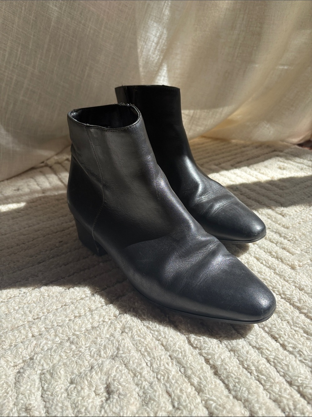 Classic Black Leather Ankle Booties - Timeless Minimalist Style
